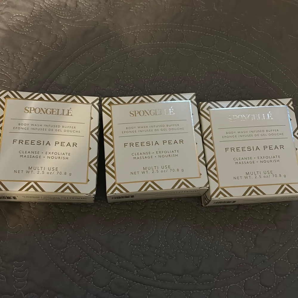 Spongelle Freesia Pear Body Wash Infused Buffer set of 3